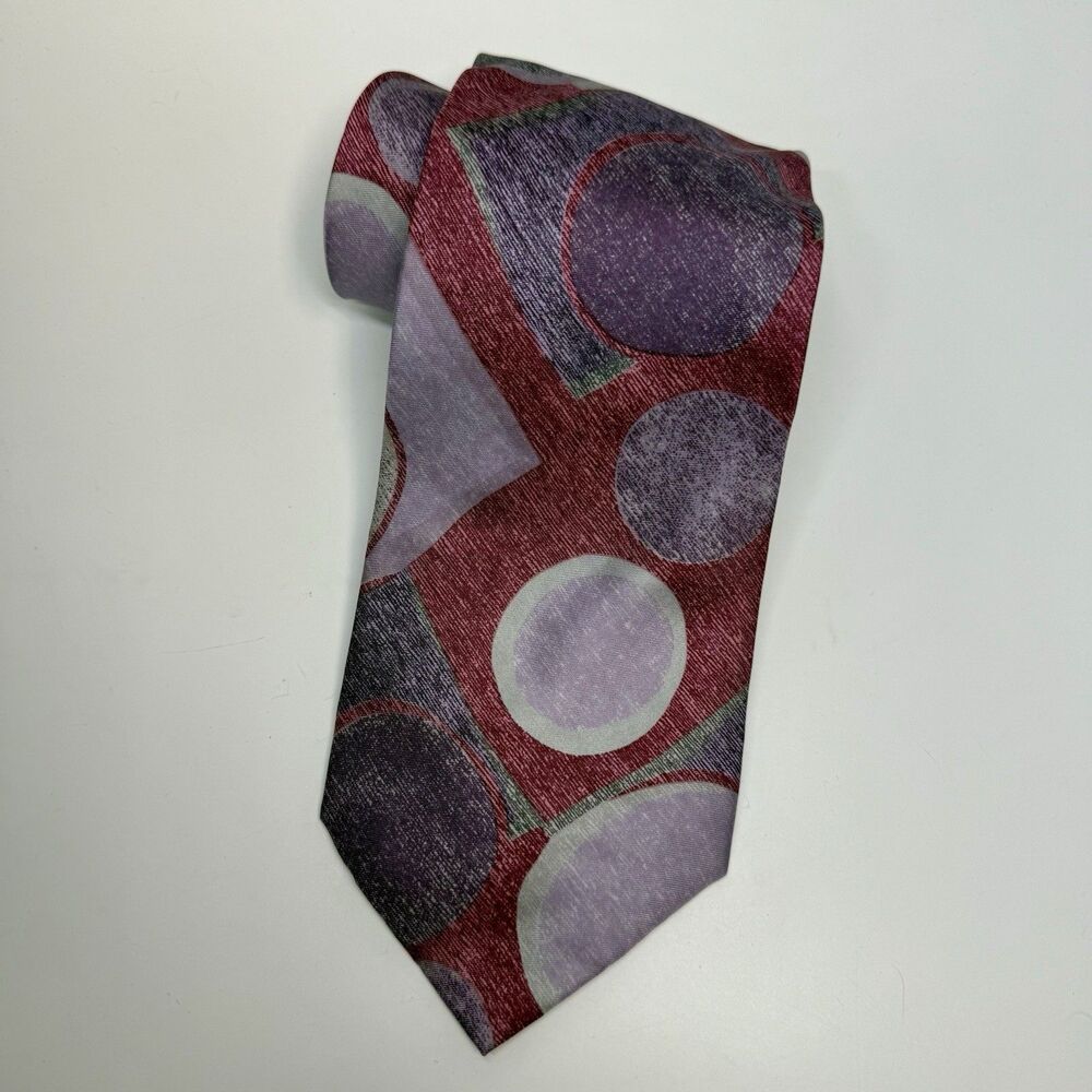 Vintage JACQUES ESTIER Purple And Pink 100% Italian Silk Neck Tie